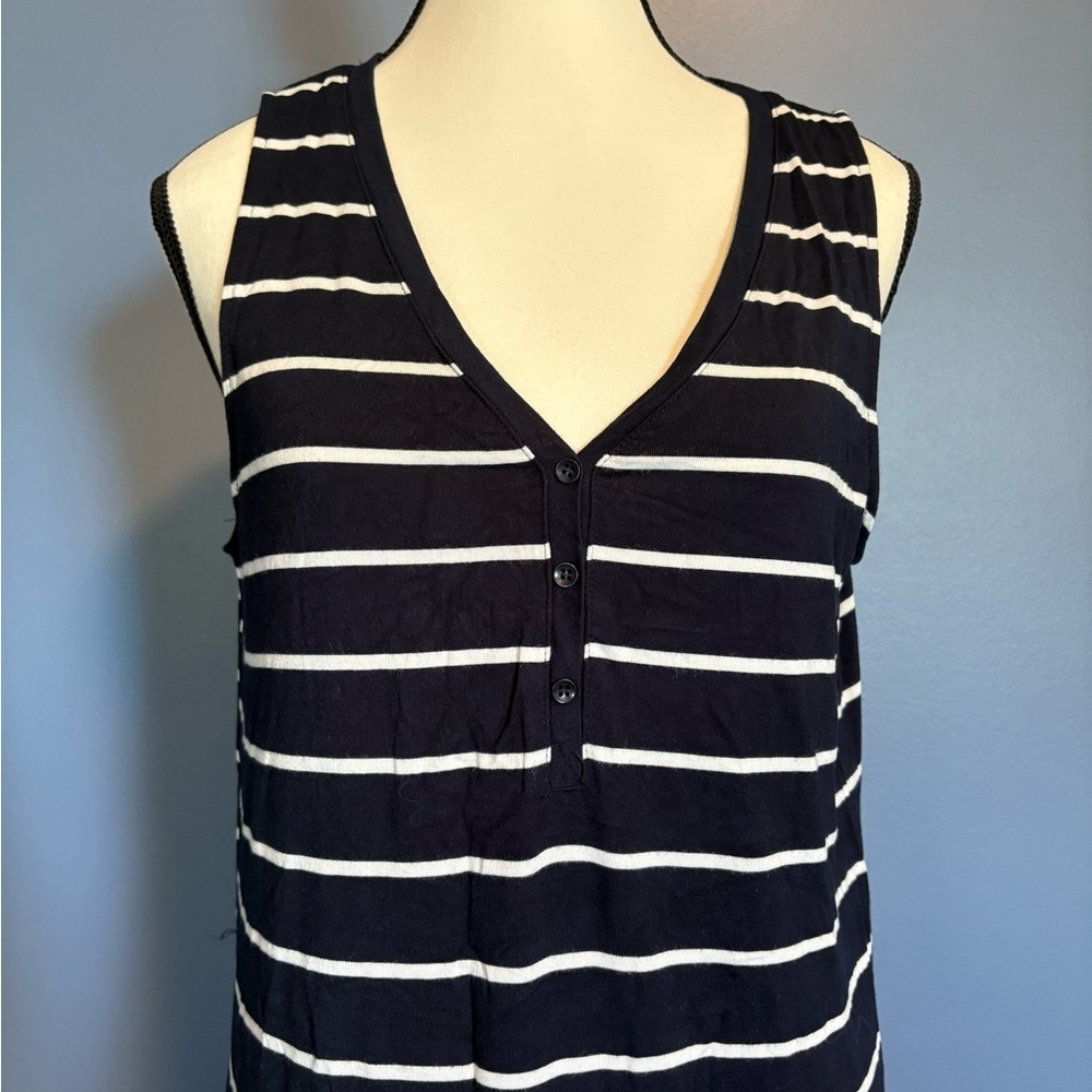 Reitmans White and Navy Stripped Sleeveless V-Neck Sundress size L - Picture 10 of 10